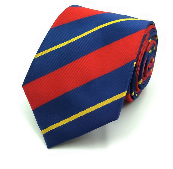 Blue, Red & Yellow Wide Stripped Microfiber Necktie