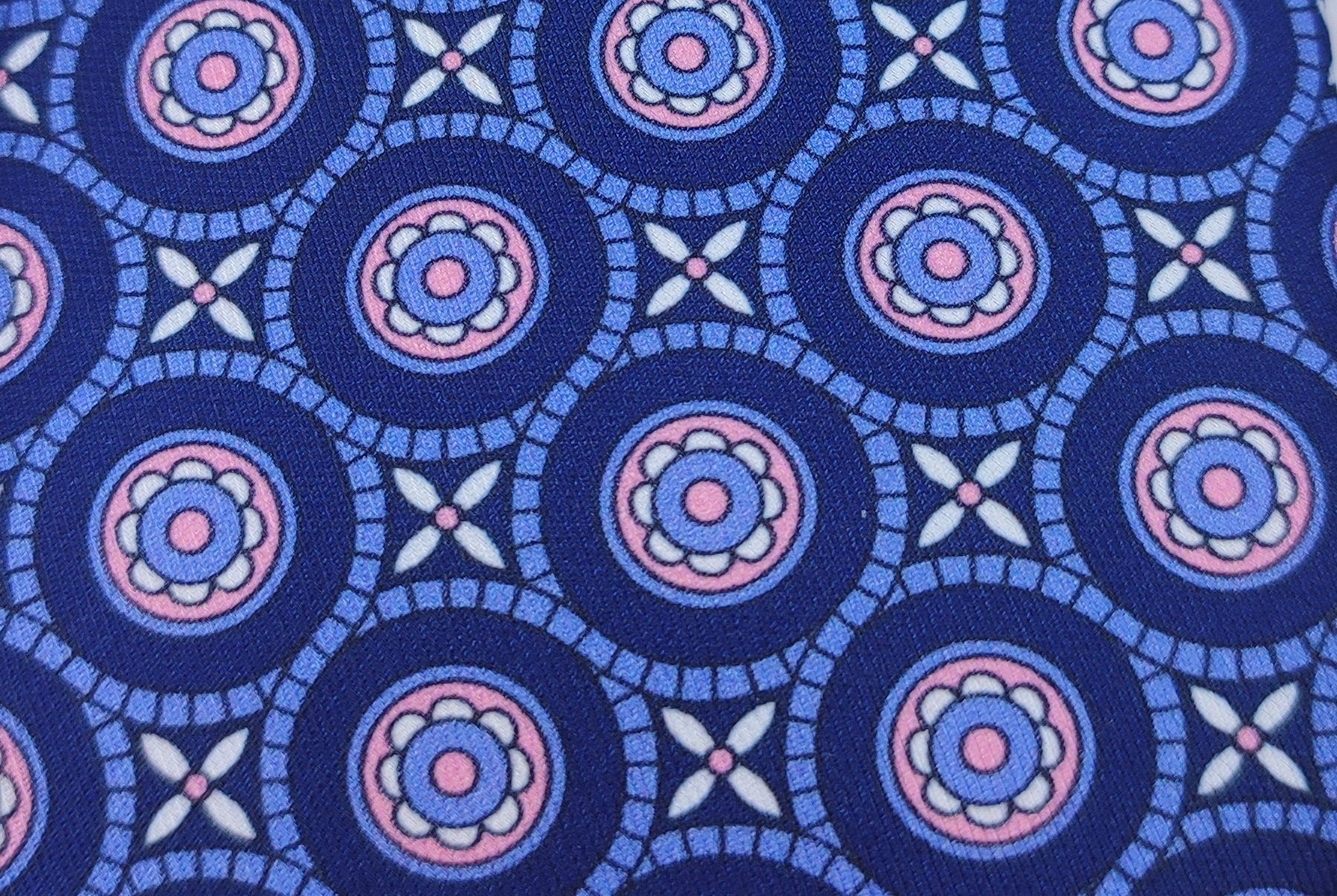 Blue with Pink Bold Circles Microfiber Necktie