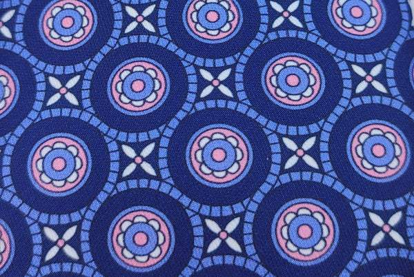 Blue with Pink Bold Circles Microfiber Necktie