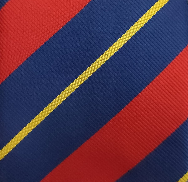 Blue, Red & Yellow Wide Stripped Microfiber Necktie
