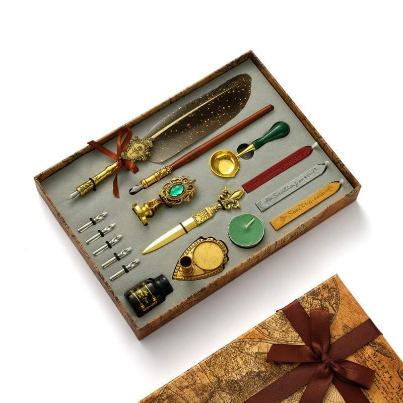 Brown  Cooper Feather Pen Set - 15pcs