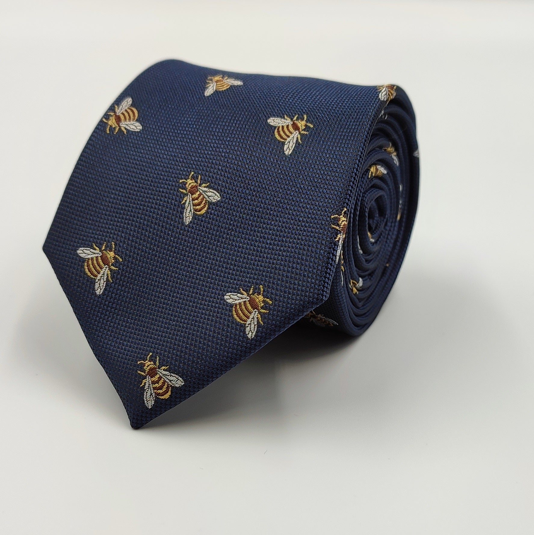 Bees Blue Microfiber Necktie