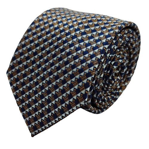 Brown Plaid Necktie/ with Pocket Square