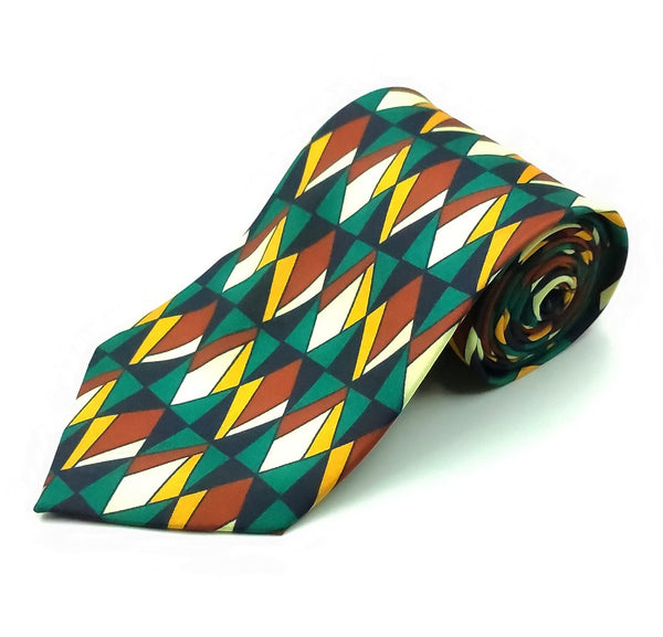 Necktie/Shapes GreenPrinted