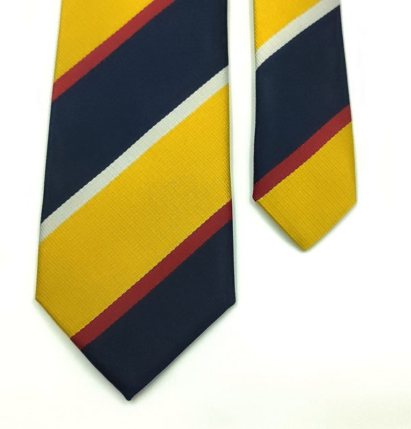 Blue & Yellow Wide Stripped Microfiber Necktie