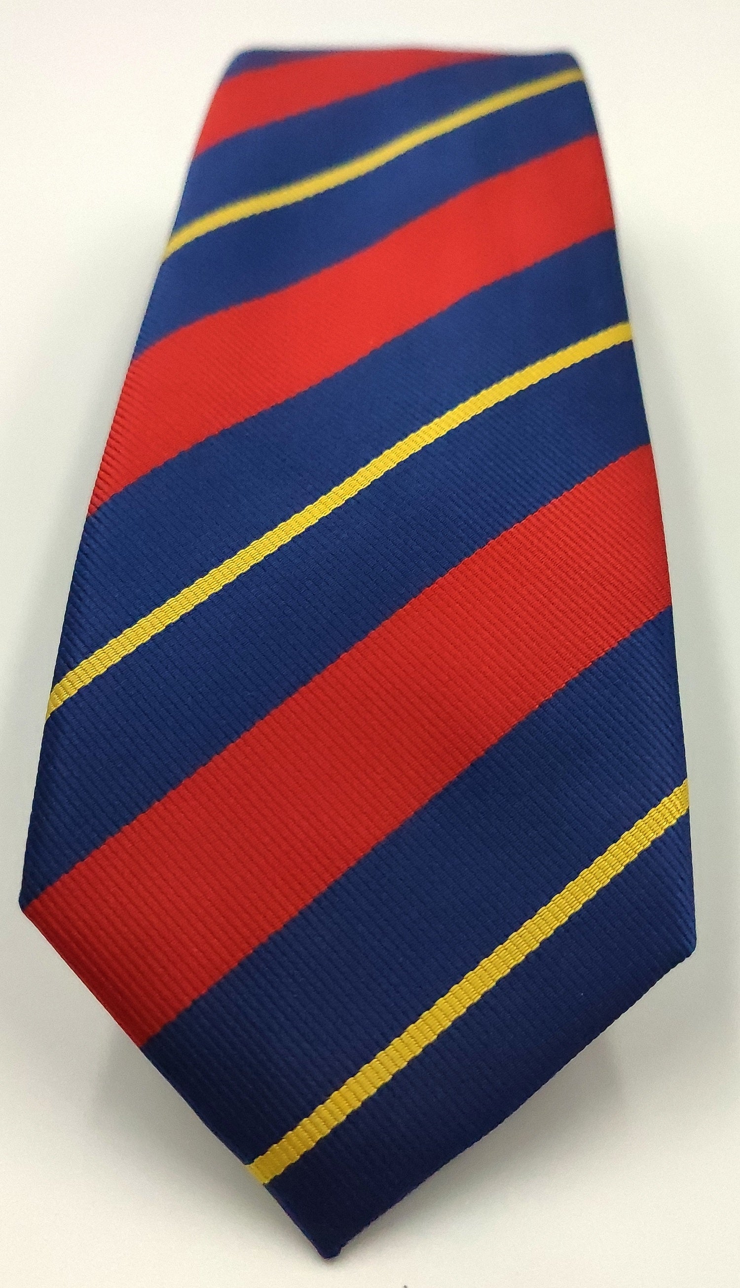 Blue, Red & Yellow Wide Stripped Microfiber Necktie