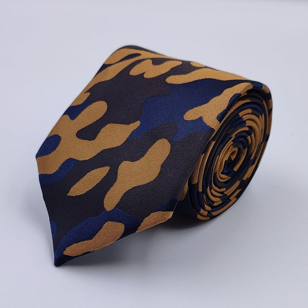 Camouflage Army Navy & Brown Art. Silk With Pocket Square