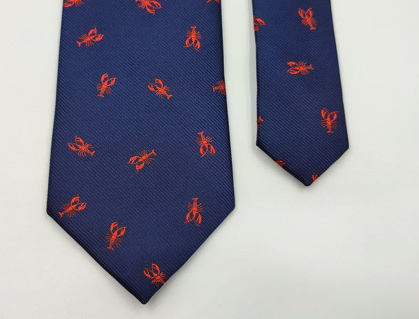 Red Lobster Blue Microfiber Necktie