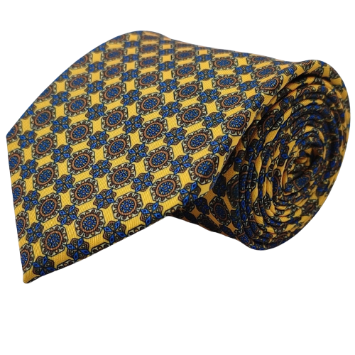 Brown with Blue Bold Circles Microfiber Necktie
