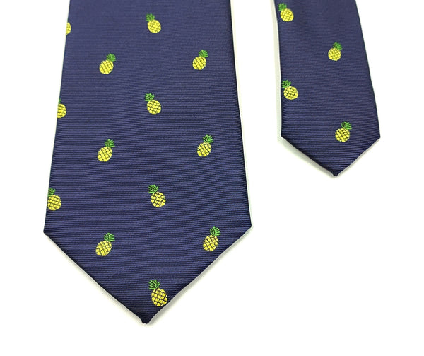 Pineapple Blue Microfiber Necktie