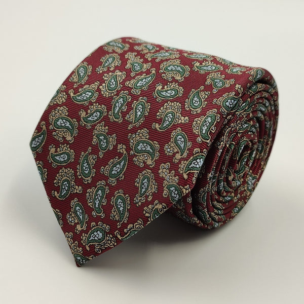 Red Paisley Necktie - With Pocket Square