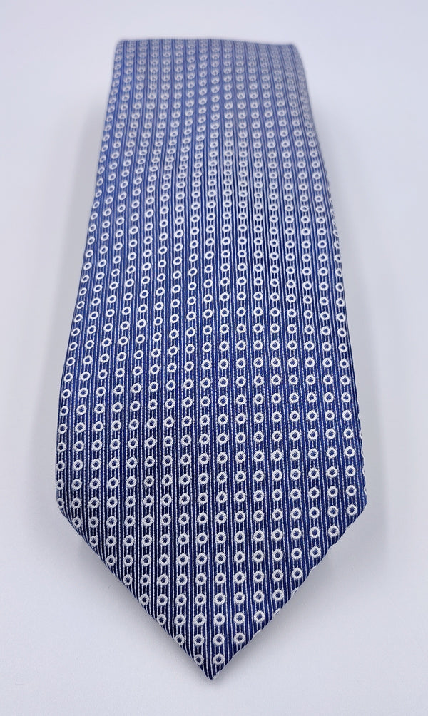 Polka Dot Blue Silk Necktie - With Pocket Square