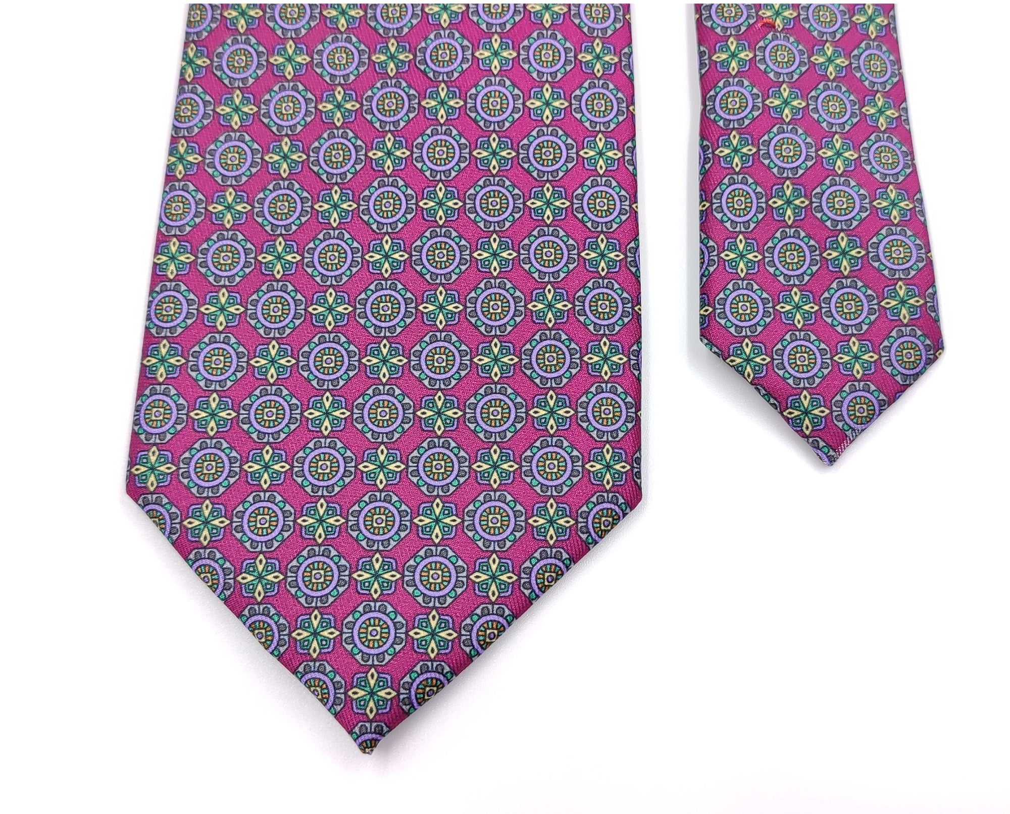 Purple with Yellow Bold Circles Microfiber Necktie