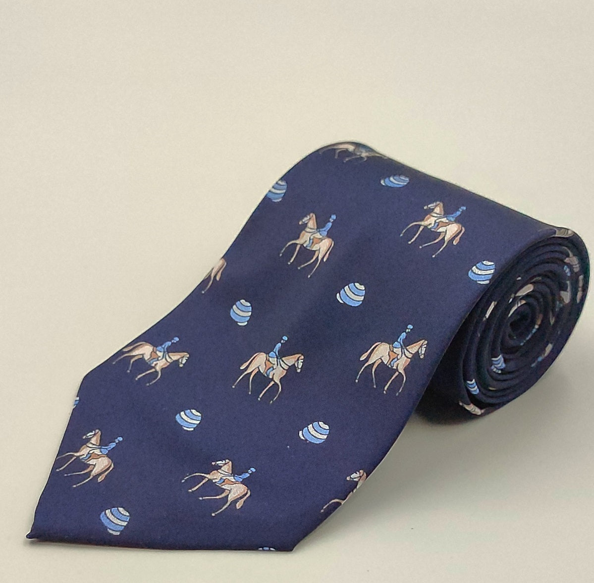 Necktie/Horses Blue Printed