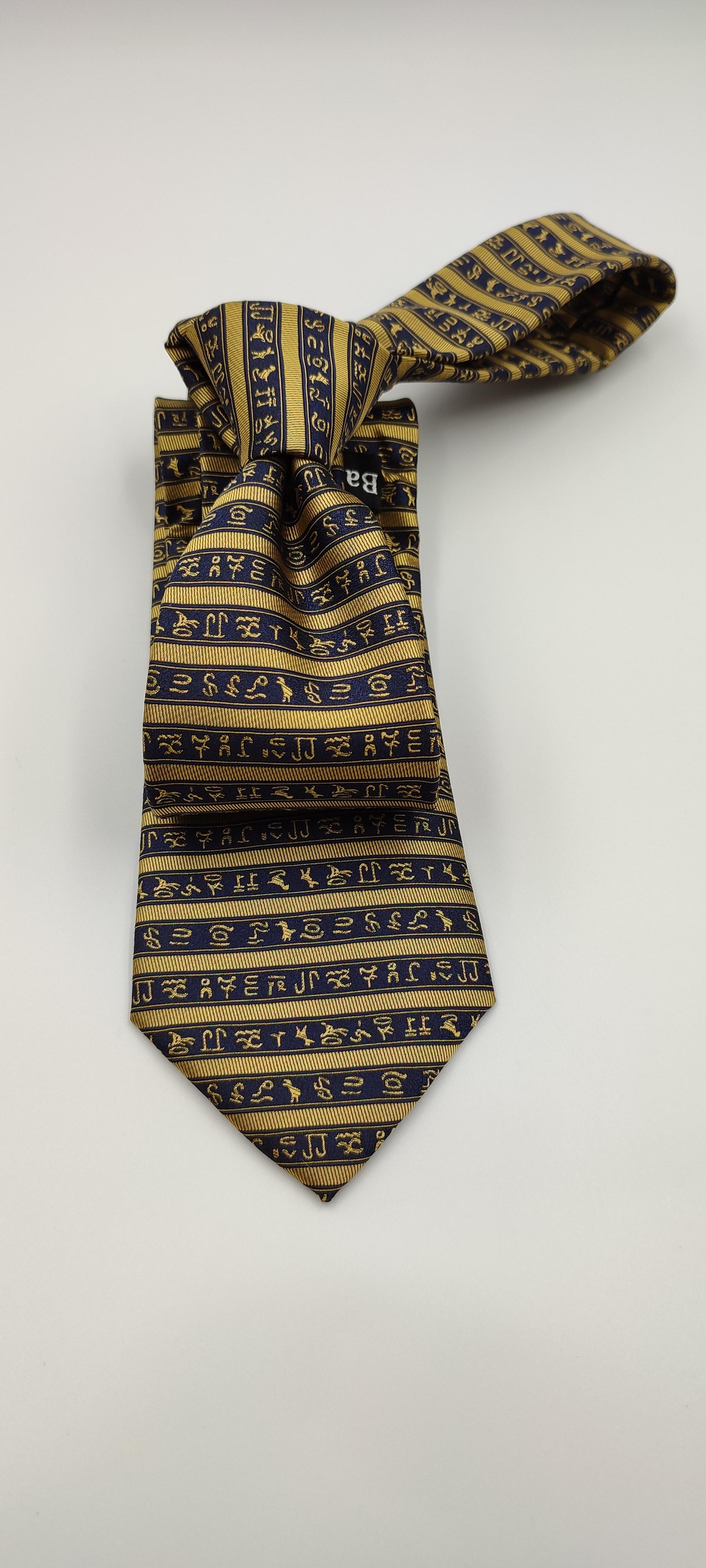 Gold Stripped Necktie - With Pocket Square
