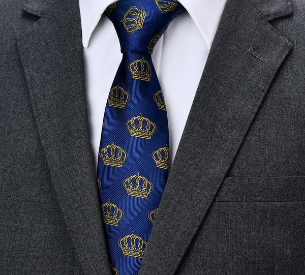 Microfiber  Jacquard Jordan Gold Crown Necktie