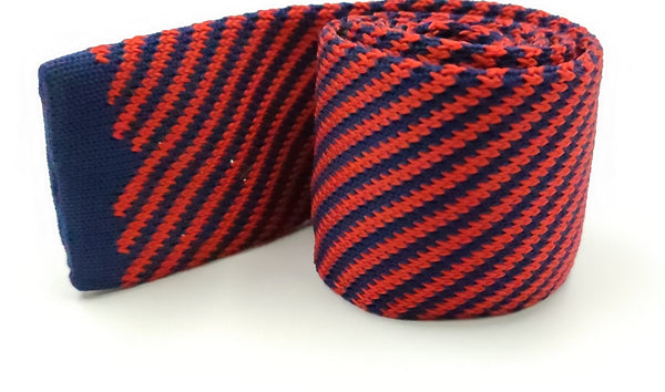 Necktie/Red & Blue Stripped Knitted