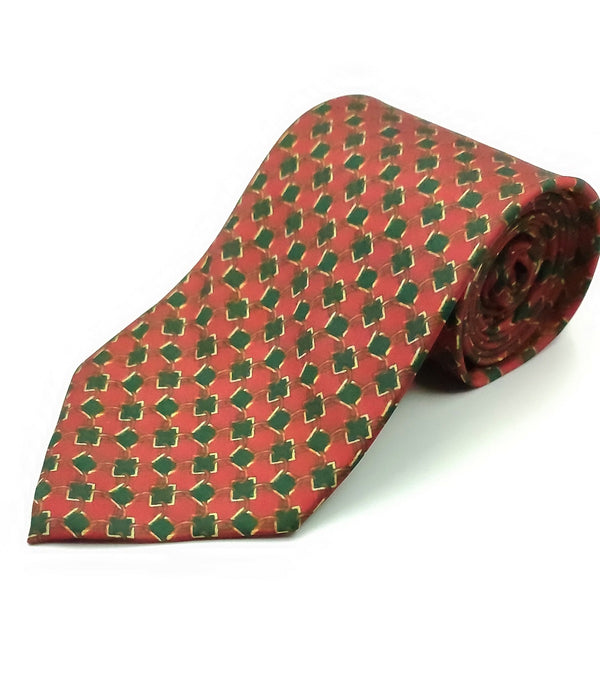 Neckties/Green Dots Red Printed