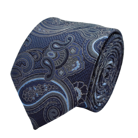 BluePaisley Necktie\With Pocket Square