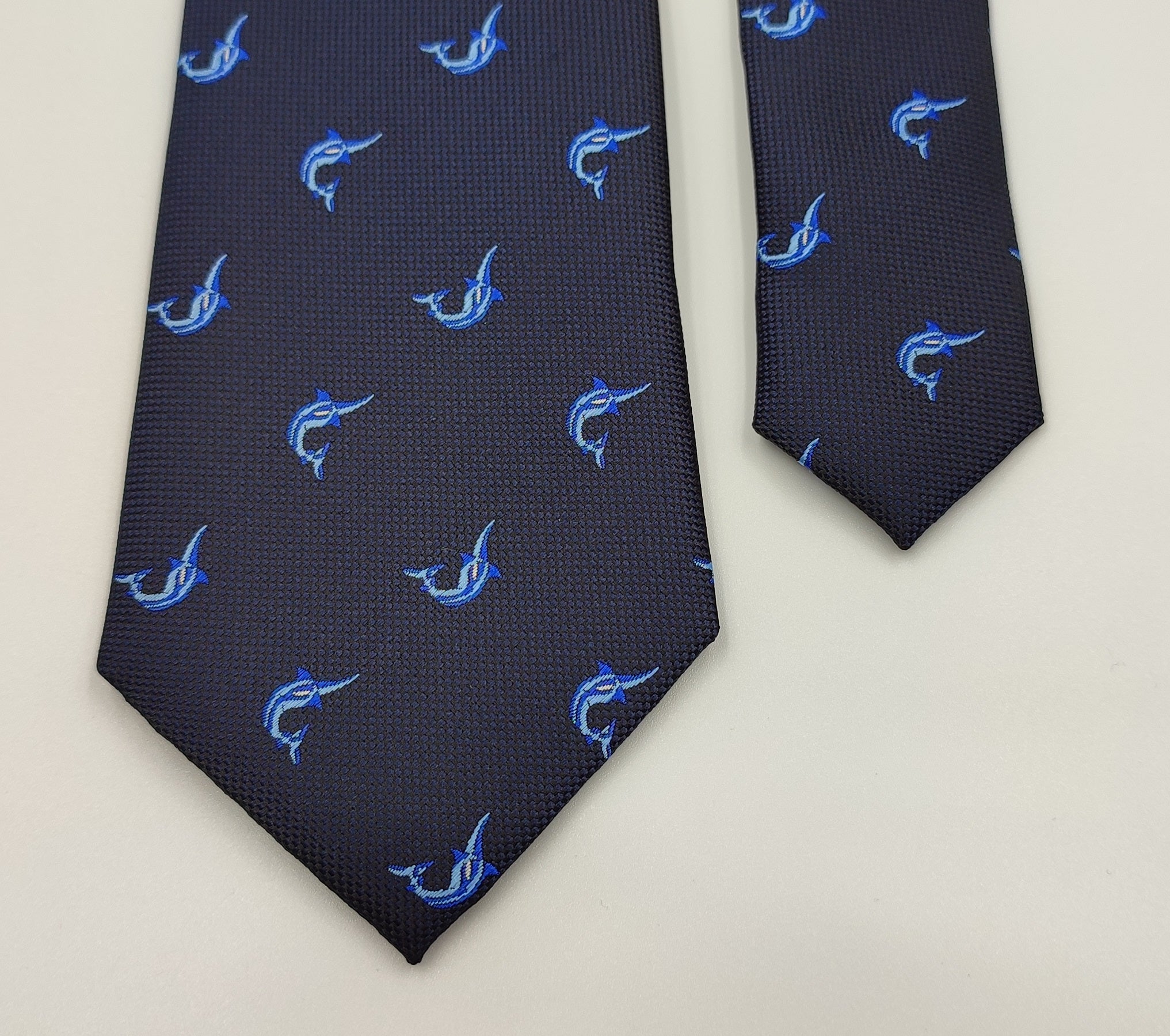 Sword Fish Blue Microfiber Necktie