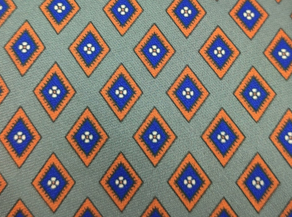 Blue & Orange Diamond Microfiber Necktie