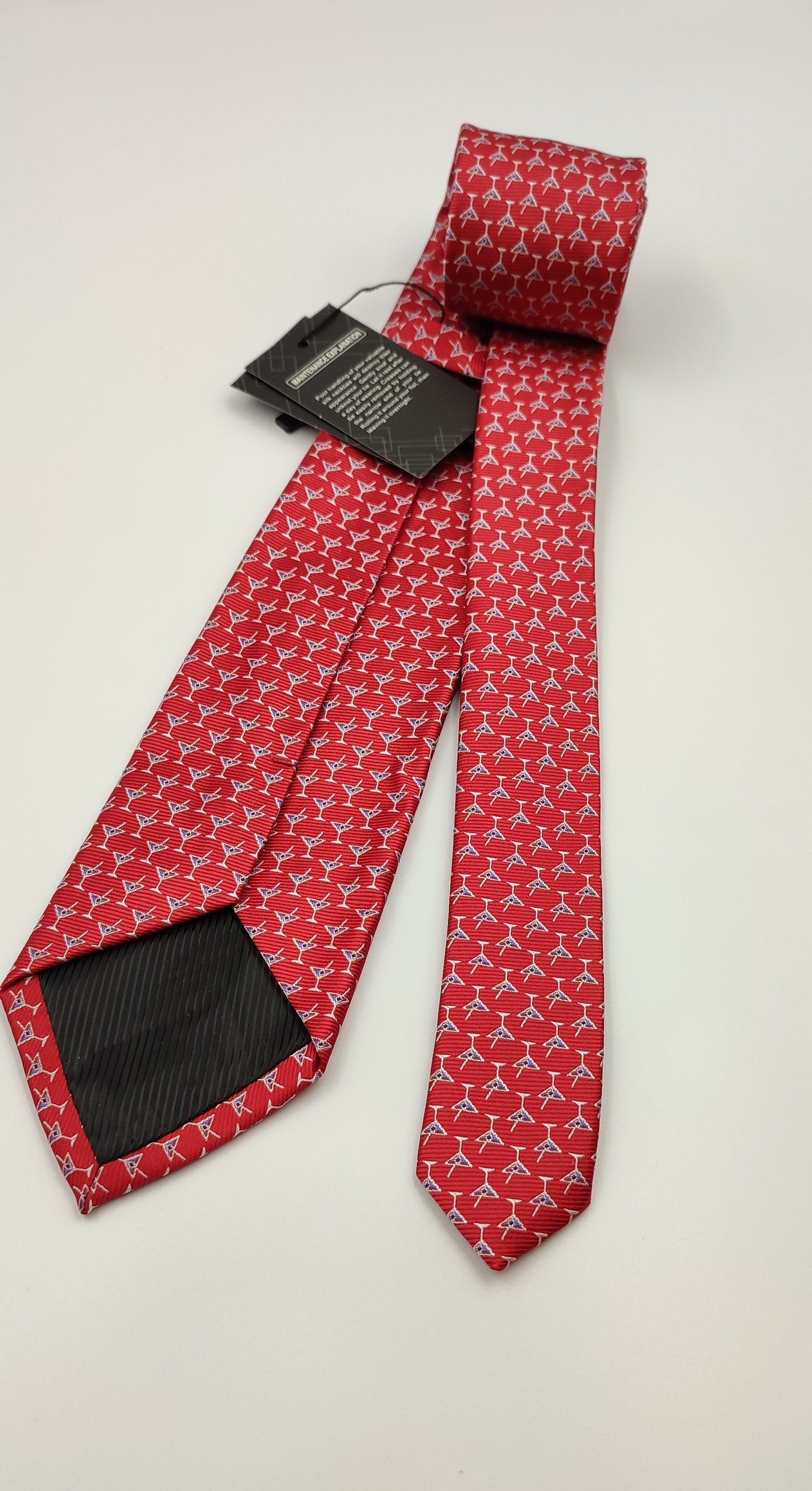 Wine Cup Red Necktie - With Pocket Square