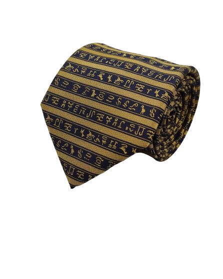 Gold Stripped Necktie - With Pocket Square