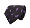 Black Microfiber Necktie with Purple Whales