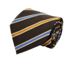 Blue & Yellow Stripped Brown Necktie - With Pocket Square