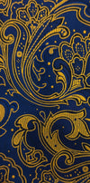 Navy Blue&Gold Paisley Necktie/With Pocket Square