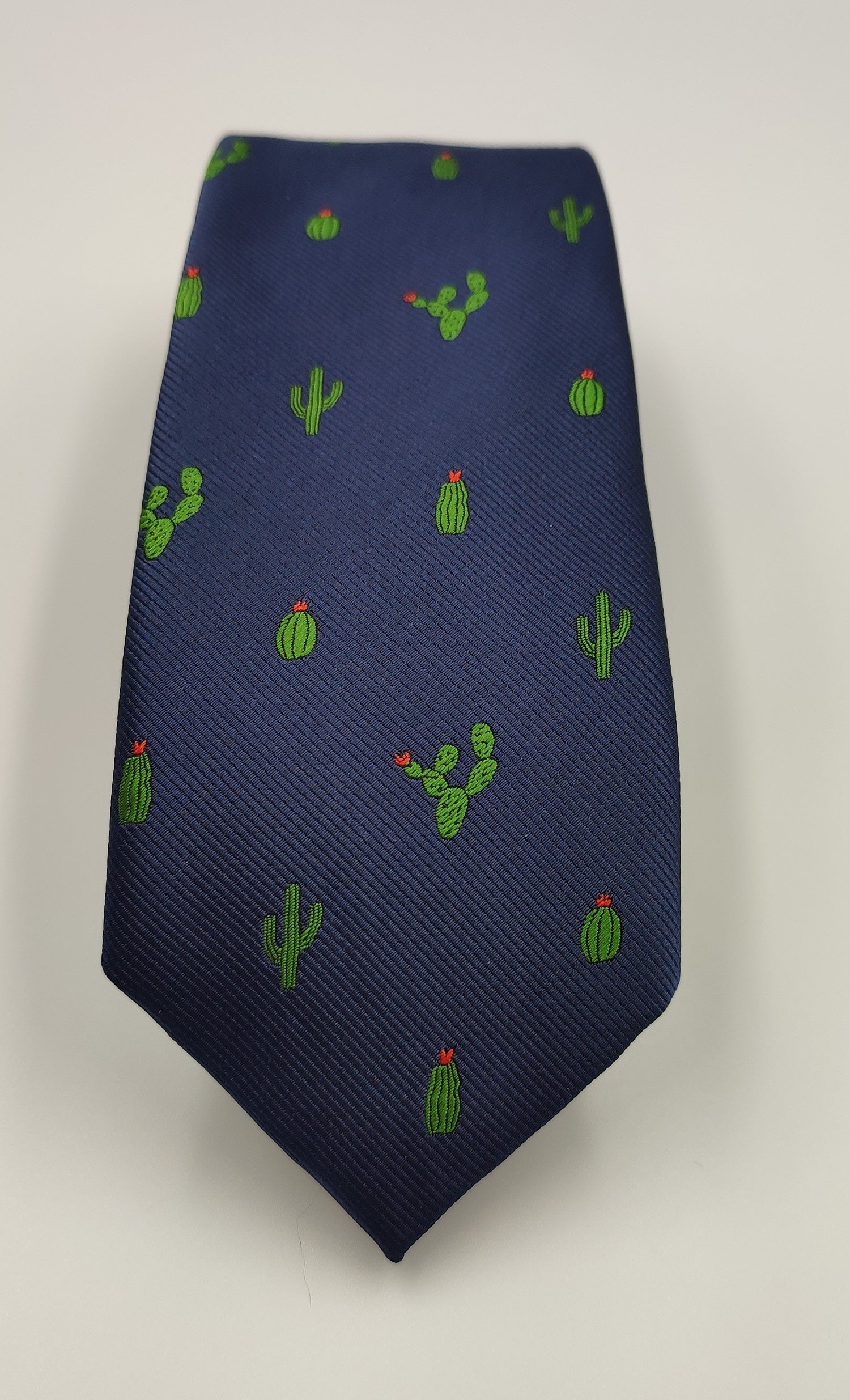 Green Cactus Blue Microfiber Necktie