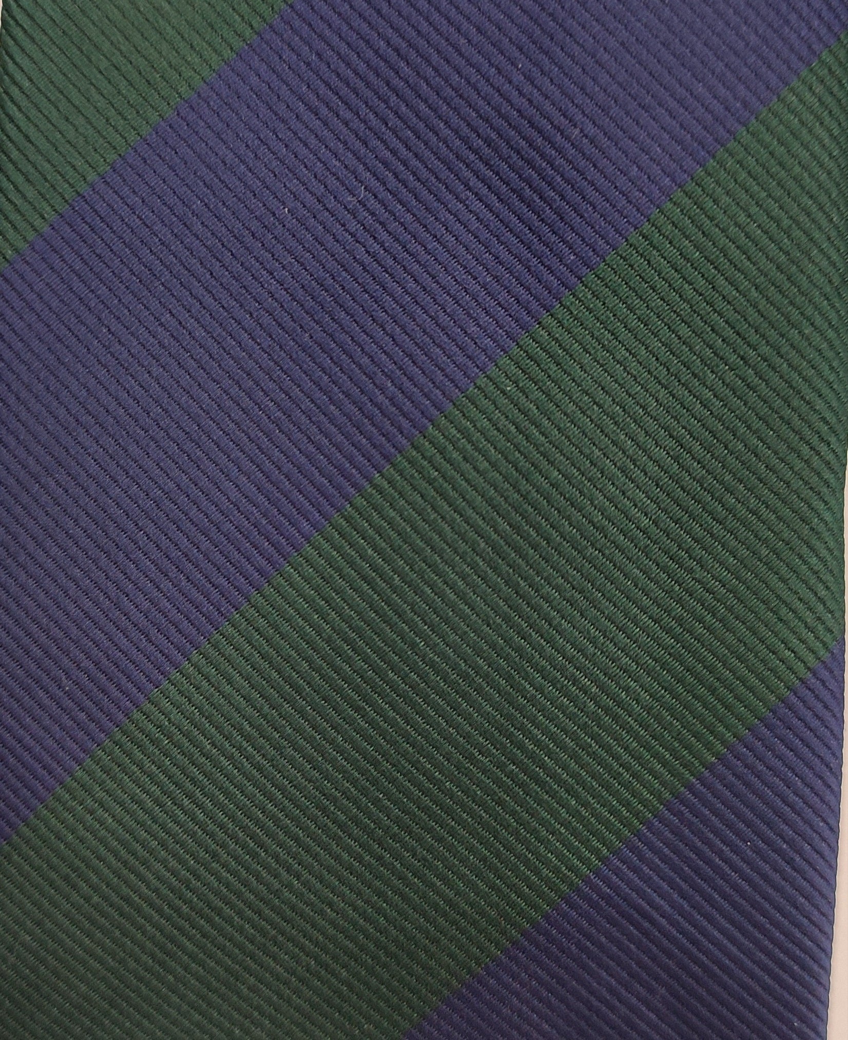 Blue & Green Wide Stripped Microfiber Necktie