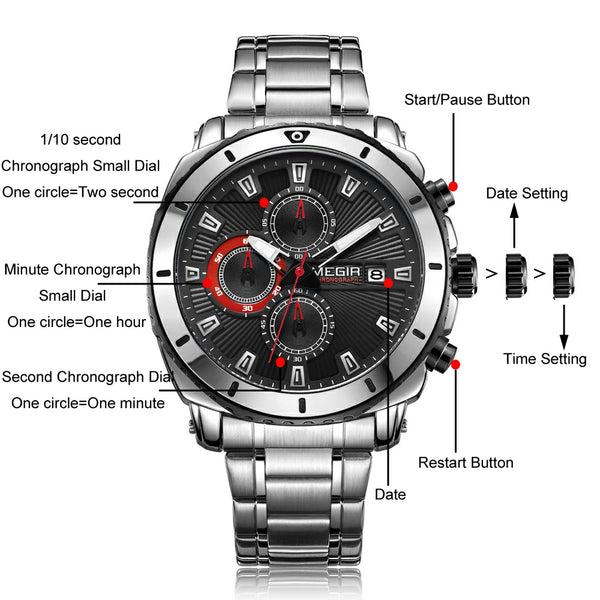 Stainless Steel Dress Watch for Men