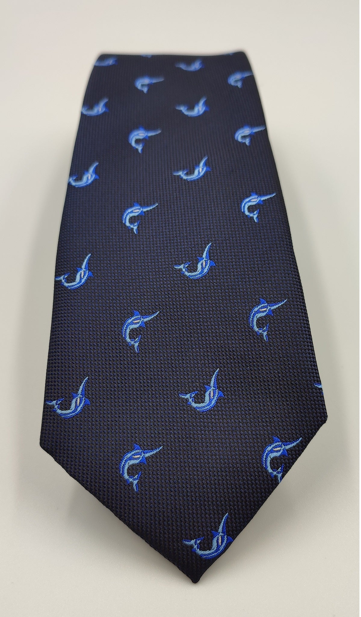 Sword Fish Blue Microfiber Necktie