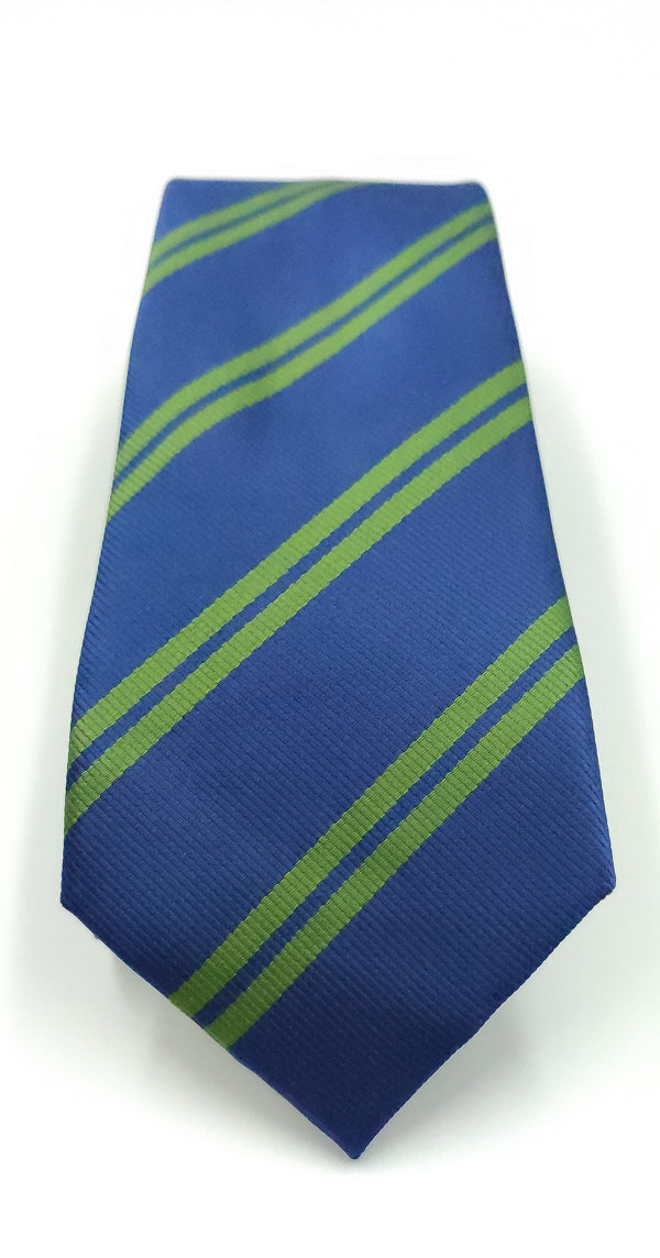 Green & Blue Stripped Microfiber Necktie