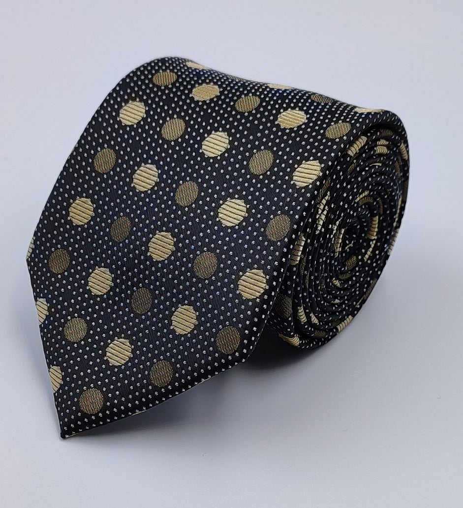 Necktie/Black and Gold Dots