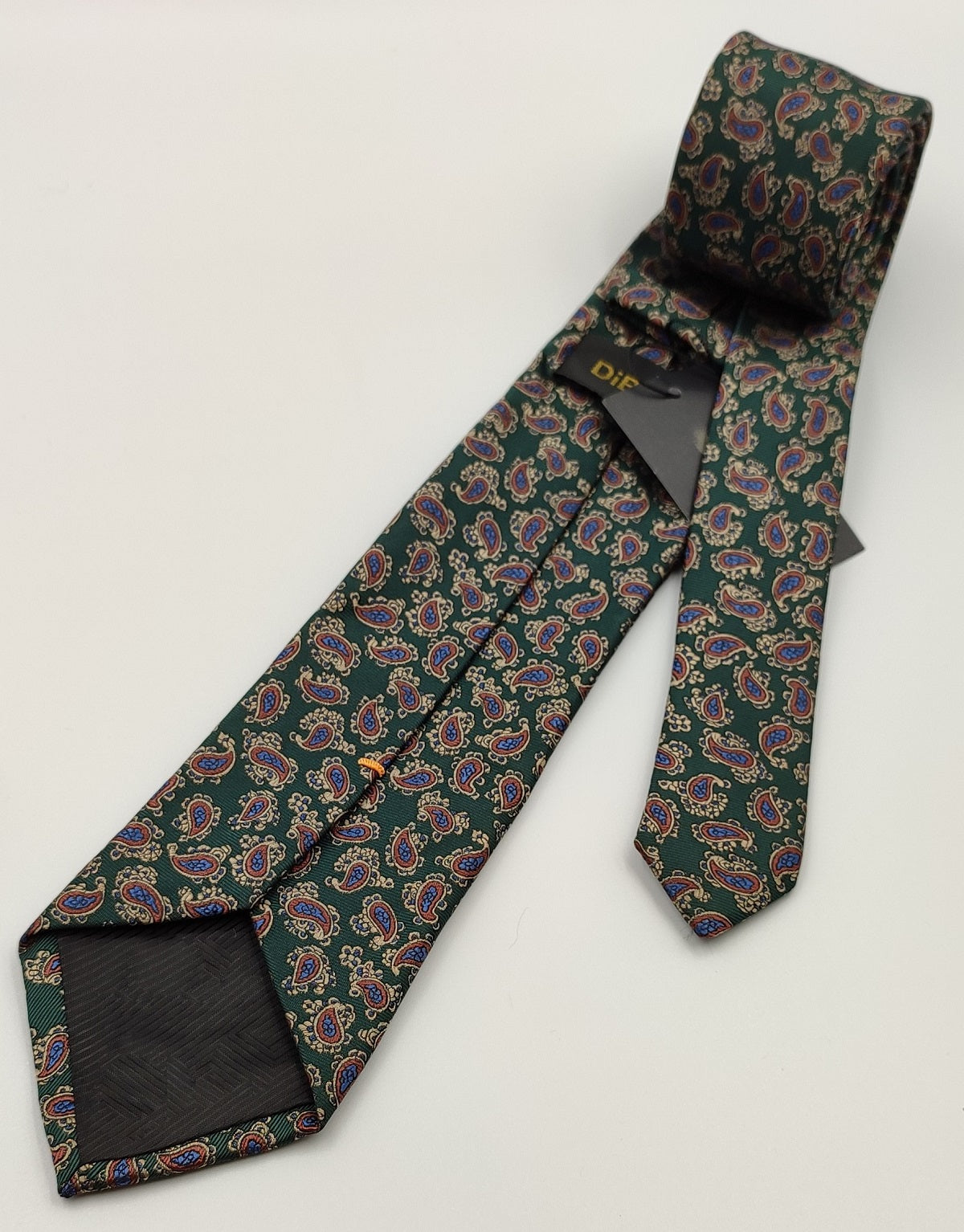 Necktie/Green Paisley Art Silk-With Pocket Square-2