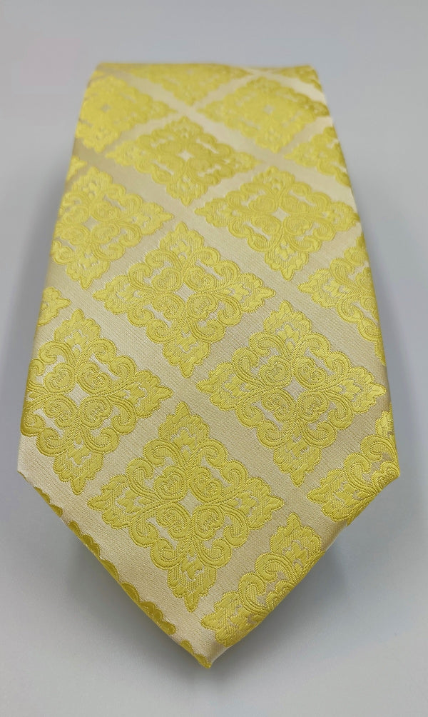 Yellow Big Polka Dot Art. Silk With Pocket Square