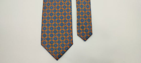 Brown with Blue Bold Circles Microfiber Necktie