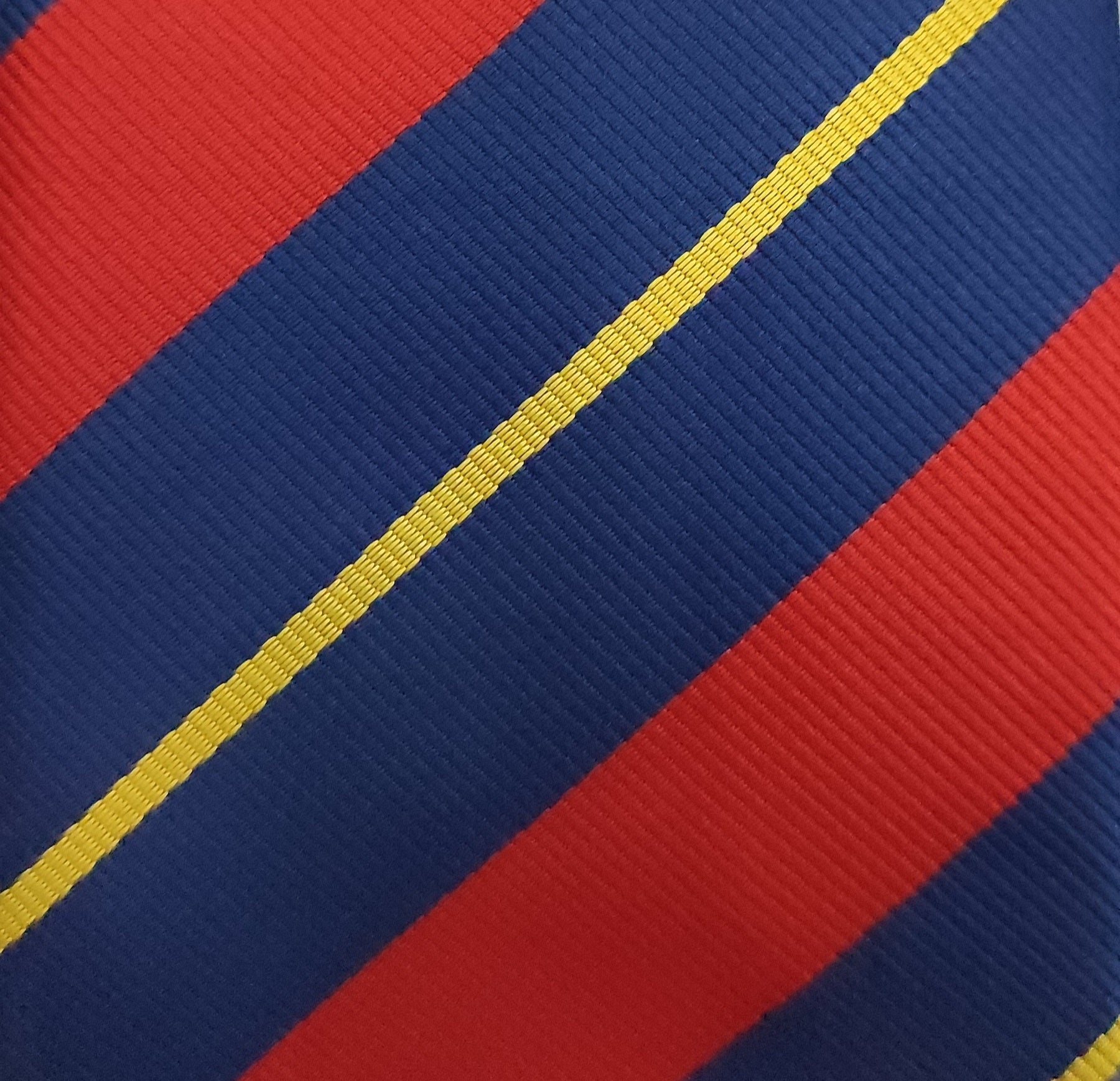 Blue, Red & Yellow Wide Stripped Microfiber Necktie