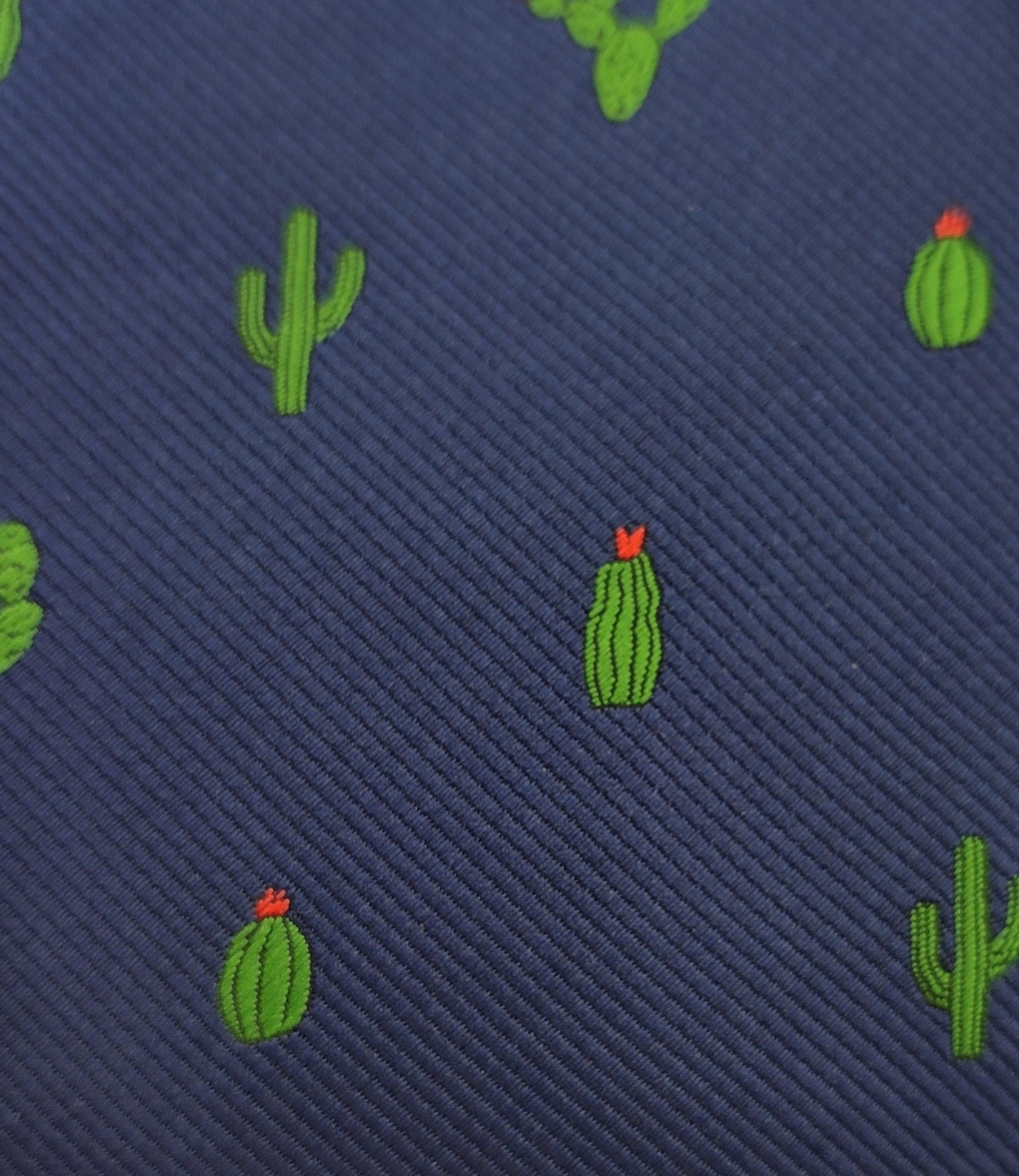 Green Cactus Blue Microfiber Necktie