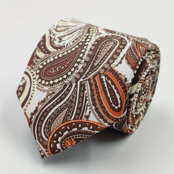 Brown Paisley Necktie/With Pocket Square