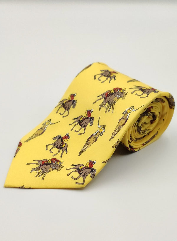 Necktie/Horses Yellow Printed