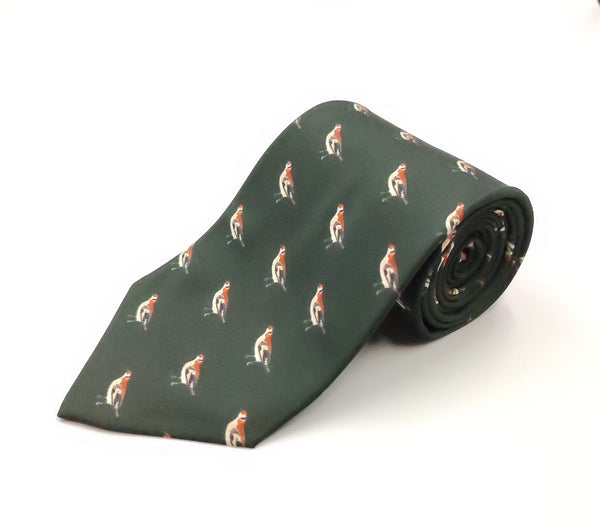 Neckties/birds Animals Green Printed
