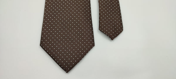 White Dots Brown Microfiber Necktie