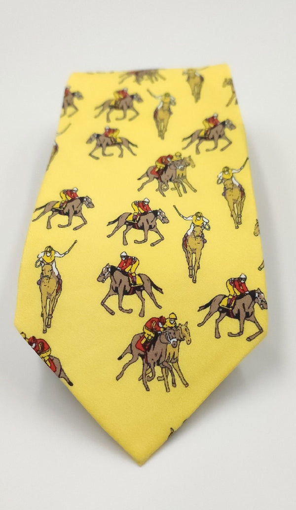 Necktie/Horses Yellow Printed