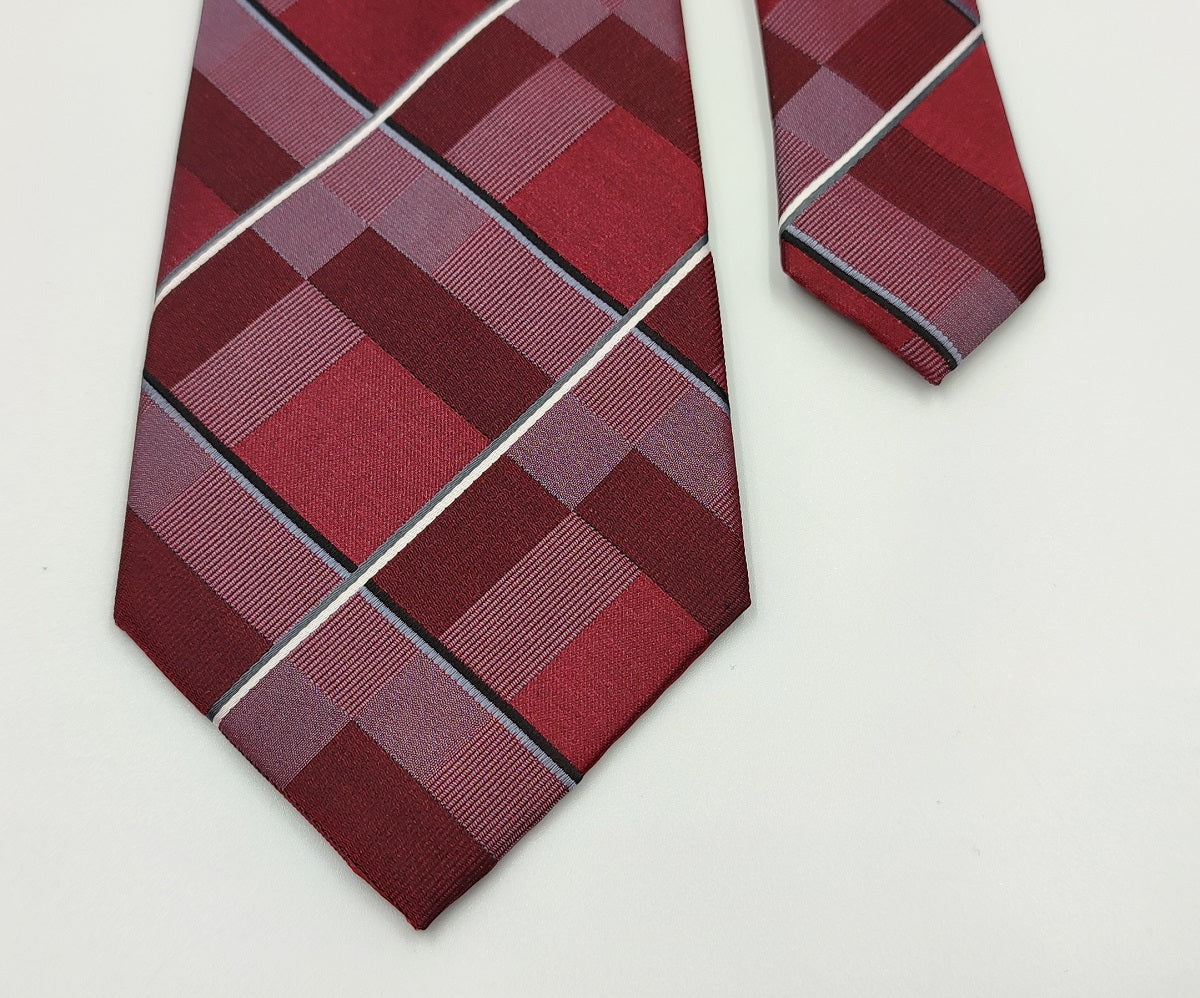 Stripped Red Art. Silk With Pocket Square