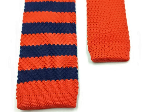 Necktie/Orange & Blue Stripped Knitted