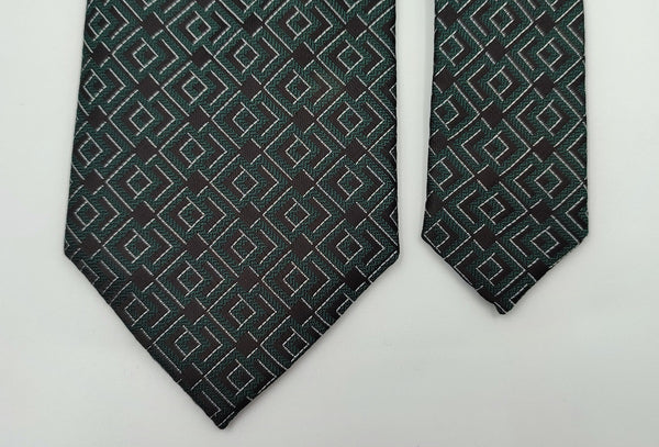 Necktie/Green Diamond Art Silk-With Pocket Square