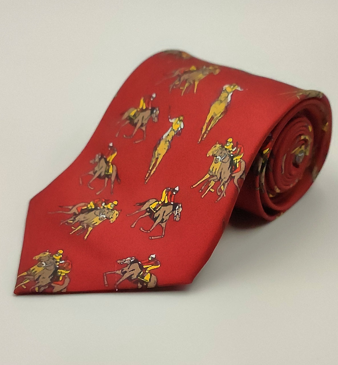 Necktie/Horses Red Printed